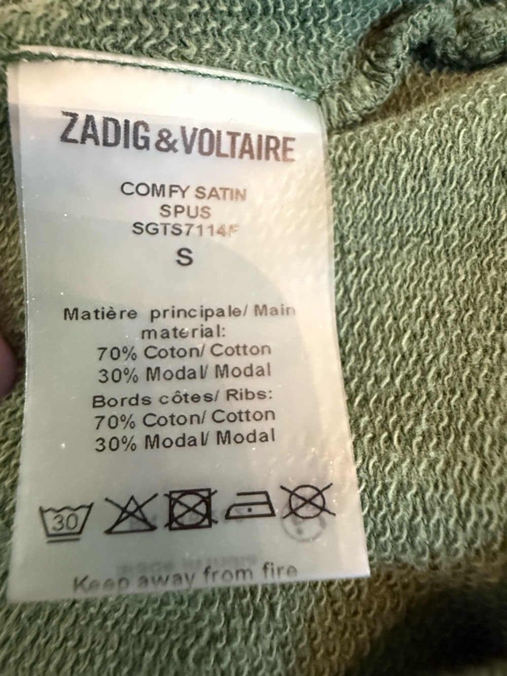 Zadig & Voltaire. Green Rock & Roll Full-Zip Hoodie. Size Small. - Picture 13 of 14